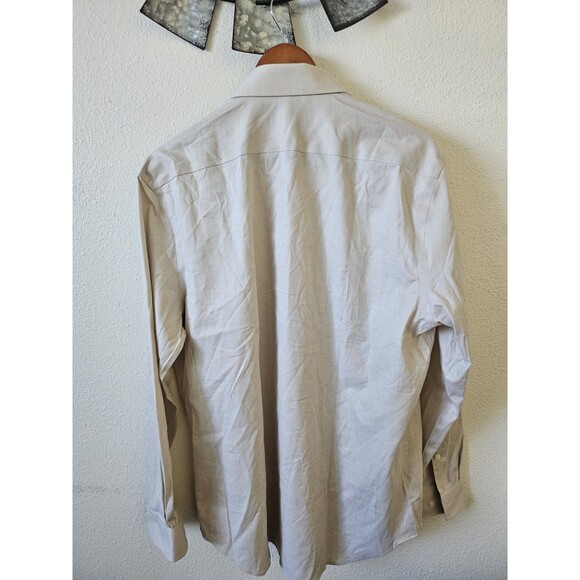 Michael Kords Men's  Slim Fit Dress Shirt Beige Formal  Size L - Picture 6 of 10